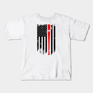 Baseball Lover Baseball Coach American Flag Kids T-Shirt